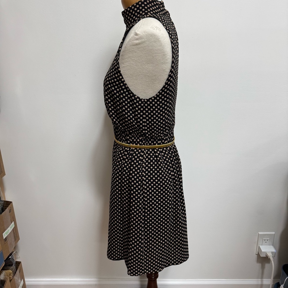 Alice + Olivia Mikeala High Neck Blouson Belt Mini Dress Silk Medium Polka Dots - Picture 5 of 16